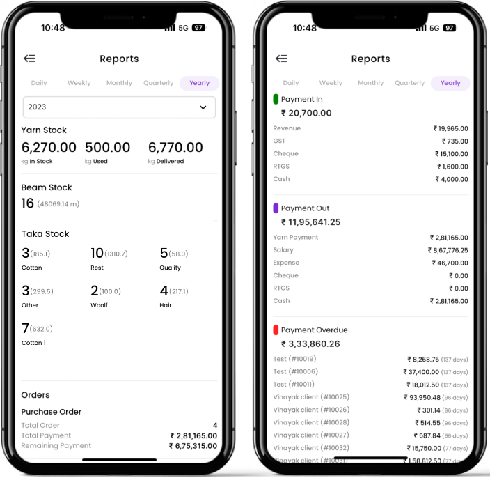 Loommate Payment Reports and Purchase Order