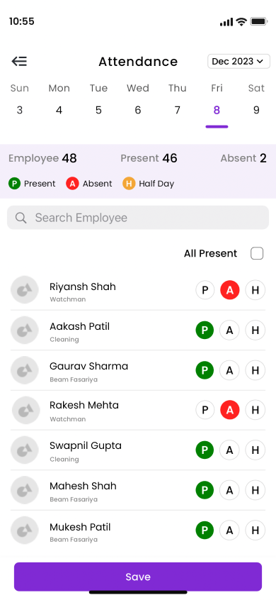 Loommate Employee Attendence Report