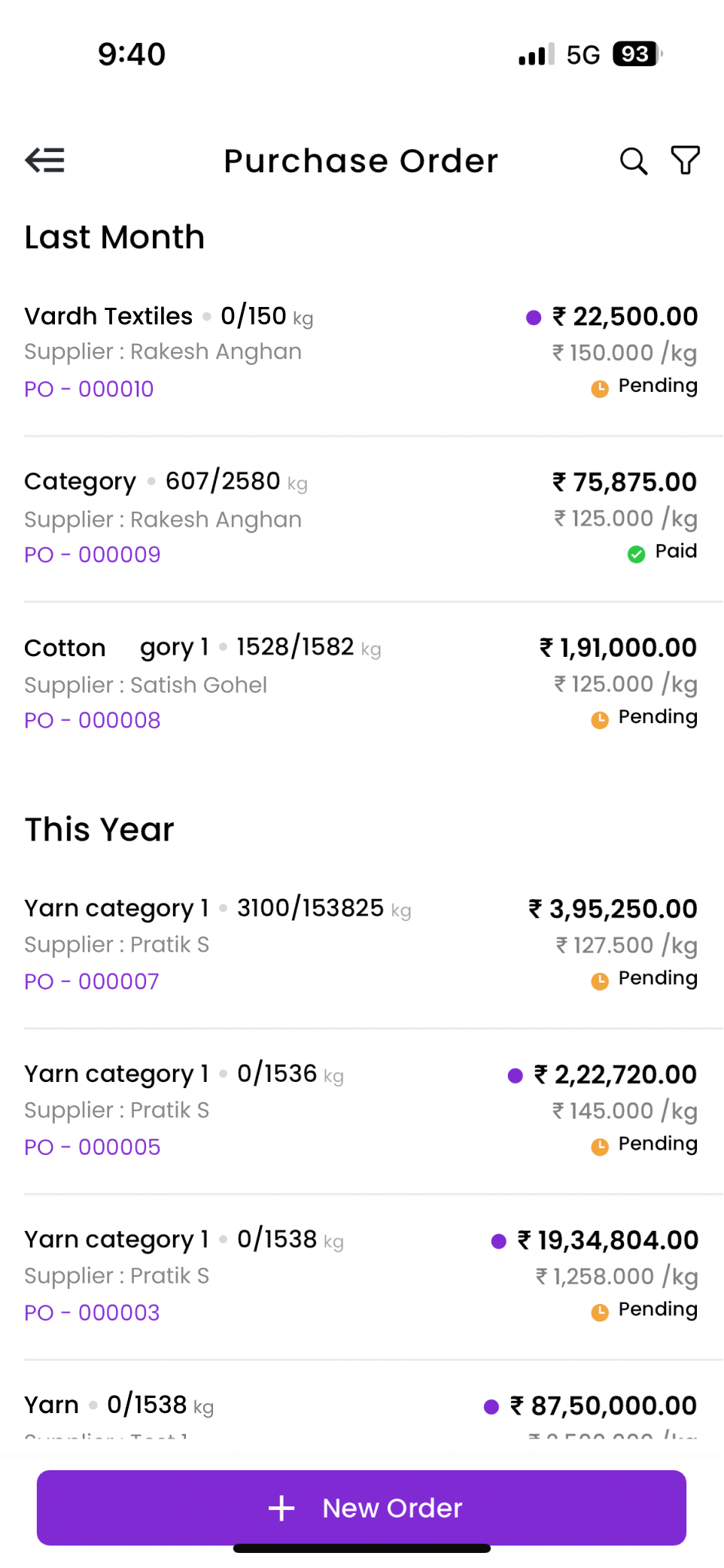 Loommate Purchase Order Report